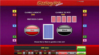 Sizzling Hot Screenshot Gamble-Funktion